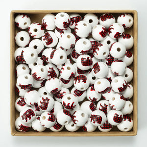 Red Christmas Tree Elk Polar Bear Wooden Beads Tassel DIY Accessories