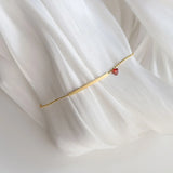 Red Heart Bar Round Bead Bracelet Titanium Steel Plated 18K Charms Bracelet