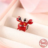 Lovely Crab Mushroom Flower Glass Heart Charm Beads for Bracelet DIY