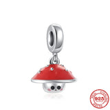 Lovely Crab Mushroom Flower Glass Heart Charm Beads for Bracelet DIY