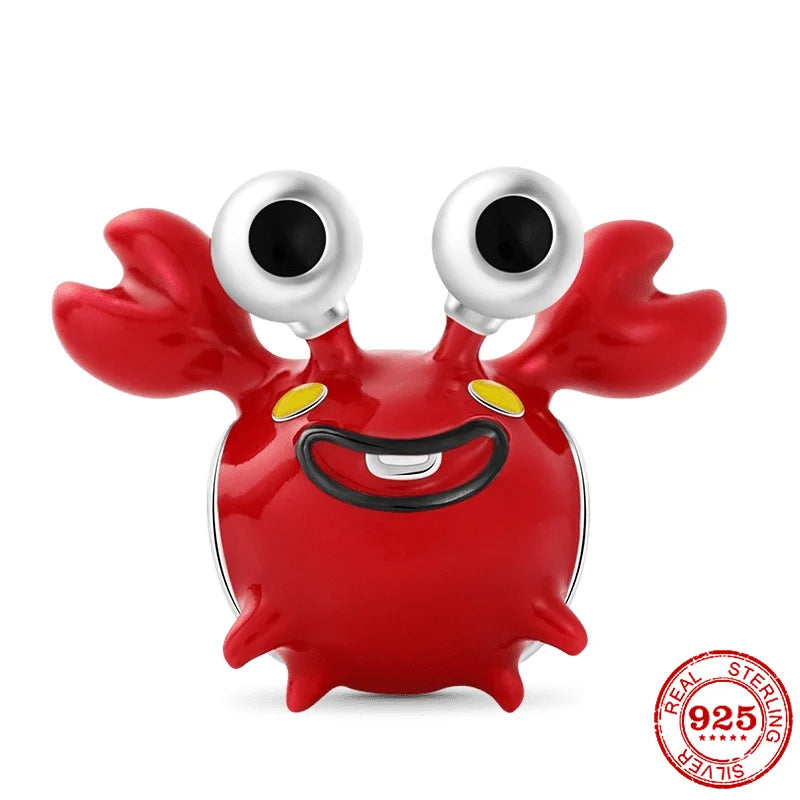 Lovely Crab Mushroom Flower Glass Heart Charm Beads for Bracelet DIY