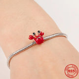 Lovely Crab Mushroom Flower Glass Heart Charm Beads for Bracelet DIY