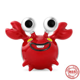 Lovely Crab Mushroom Flower Glass Heart Charm Beads for Bracelet DIY