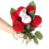 Red Rose Jewelry Box Flocked Earrings Holder Wedding Ring Box