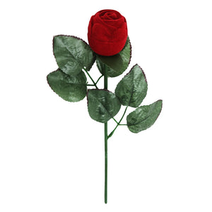 Red Rose Jewelry Box Wedding Ring Holder Green Leaf High Jewelry Box