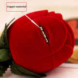 Red Rose Jewelry Box Flocked Earrings Holder Flower Ring Box Wedding