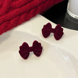 Red Velvet Earrings High-end Festive Flocking Girls Light Earrings