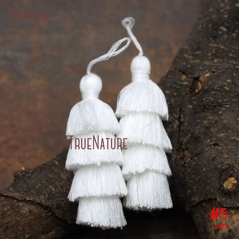 Red Fresh Jewelry Cotton 4-Layer Long Tassel Pendant Necklace Making