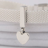 925 Silver Floating Heart Clip Charm Bracelet Pendant DIY Jewelry
