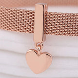 925 Silver Floating Heart Clip Charm Bracelet Pendant DIY Jewelry