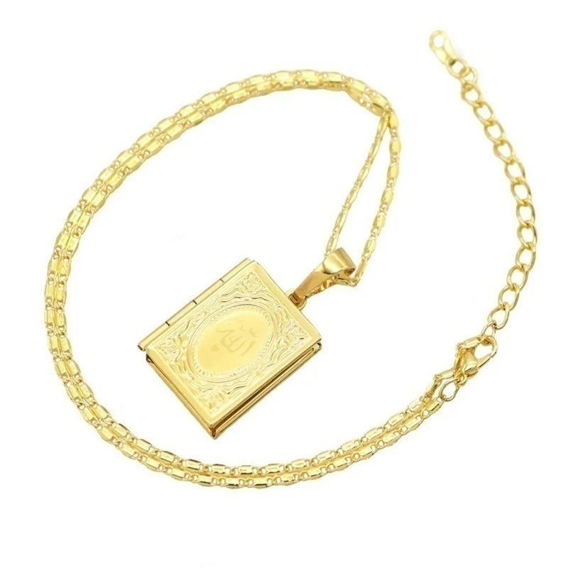 Islamic Muslim Photo Frame Pendant Necklace Women's Party Jewelry