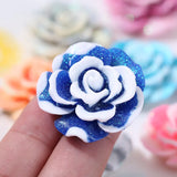 20pcs Glitter Roses Resin Flower Cabochons for Scrapbooking