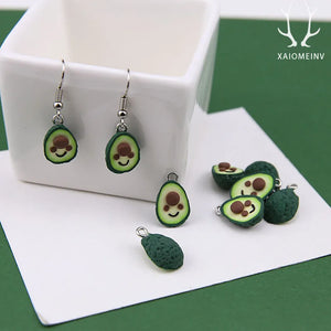 Resin Pendant Charms Smiling Face Fruit avocado Earring Necklace 30pcs