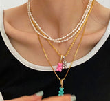 Zircon Teddy Bear Crystal Choker Necklace for Women Girls