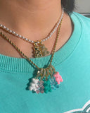 Resin Teddy Bear Charm Crystal Heart Choker Necklace
