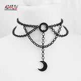 90's Tattoo Moon Chain Stretchy Choker Witch Necklace Punk Jewelry