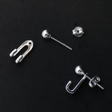 925 Silver Ear Pin Round Bead Earrings
