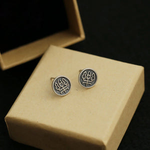 925 Sterling Silver Music Round Couple Earrings Chinese Style Men And Women