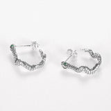 925 Silver Snake Pendant Earrings with Green Zircon