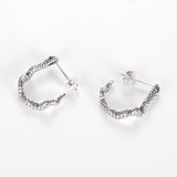 925 Silver Snake Pendant Earrings with Green Zircon