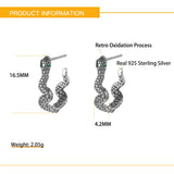 925 Silver Snake Pendant Earrings with Green Zircon