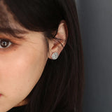 925 Silver Stud Earrings Chinese Xiangyun Totem Couple Jewelry