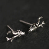 925 Silver Deer Skull Stud Earrings National Style