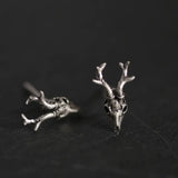 925 Silver Deer Skull Stud Earrings National Style