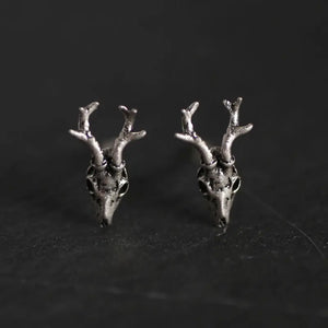 925 Silver Deer Skull Stud Earrings National Style