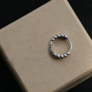 925 Sterling Fungus Buckle Coin Hollow Round Earrings