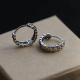 925 Sterling Fungus Buckle Coin Hollow Round Earrings