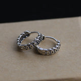 925 Sterling Fungus Buckle Coin Hollow Round Earrings