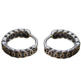 925 Sterling Fungus Buckle Coin Hollow Round Earrings