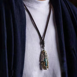 Retro Amitabha Buddha Nine-eyed Dzi Pendant Men's Necklace