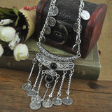 Antique Silver Boho Tassel Pendant Necklace