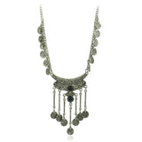 Antique Silver Boho Tassel Pendant Necklace
