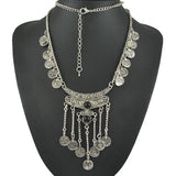 Antique Silver Boho Tassel Pendant Necklace