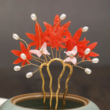 Autumn Maple Leaf Hairpins Clips Hair Sticks Forks Hair Combs Tassel Necklace