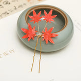 Autumn Maple Leaf Hairpins Clips Hair Sticks Forks Hair Combs Tassel Necklace