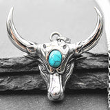 Turquoise Bull Head Pendant Necklace Personality Domineering