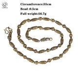 Brass Heart Pattern Dragon Head Chain Necklace Men Punk Vintage Copper Beads