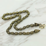 Vintage Brass Dragon Head Chain Necklace Men Punk Retro Cylinder Beads