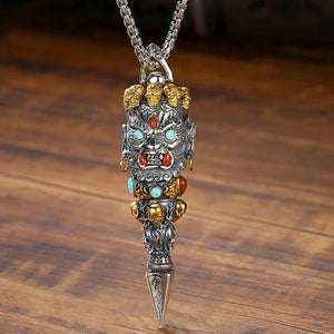 Ethnic Style Large Buddha Pendant Magic Pestle Necklace