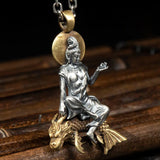 Vintage Buddha Pendant Silver Necklace Zodiac Avalokitesvara Tathagata