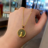 Ethnic Style Retro Buddha Statue Jade Pendant Necklace