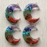 Colorful Amethysts Lapis Lazuli Moon Pendants 8pcs