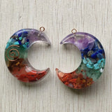 Colorful Amethysts Lapis Lazuli Moon Pendants 8pcs