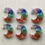 Colorful Amethysts Lapis Lazuli Moon Pendants 8pcs