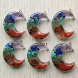Colorful Amethysts Lapis Lazuli Moon Pendants 8pcs