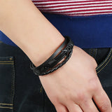 Retro Cowhide Bracelet Stainless Steel Braided Leather Bracelet Men's Jewelry